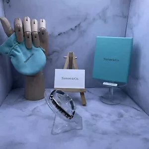 Tiffany Co Atlas Black Rubber Surfer Sterling Silver Bracelet 7,5" W Box/pouch - Picture 1 of 24