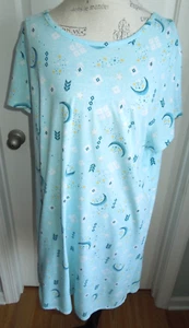 NEW BLUE w/MOON DESIGN SECRET TREASURES WOMEN'S COTTON NIGHTGOWN 2X/3X (20W-24W) - Picture 1 of 4