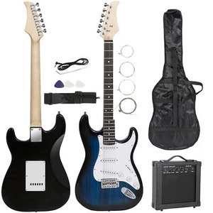 Chitarra Elettrica con Amplificatore 10 Watt Gig Bag Case Tracolla Chitarra per Principianti Full Size - Foto 1 di 12
