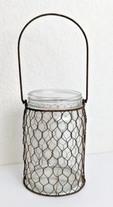 Tarro de albañil de alambre de pollo vintage con mango/decoración de rancho de granja de campo - Imagen 1 de 2