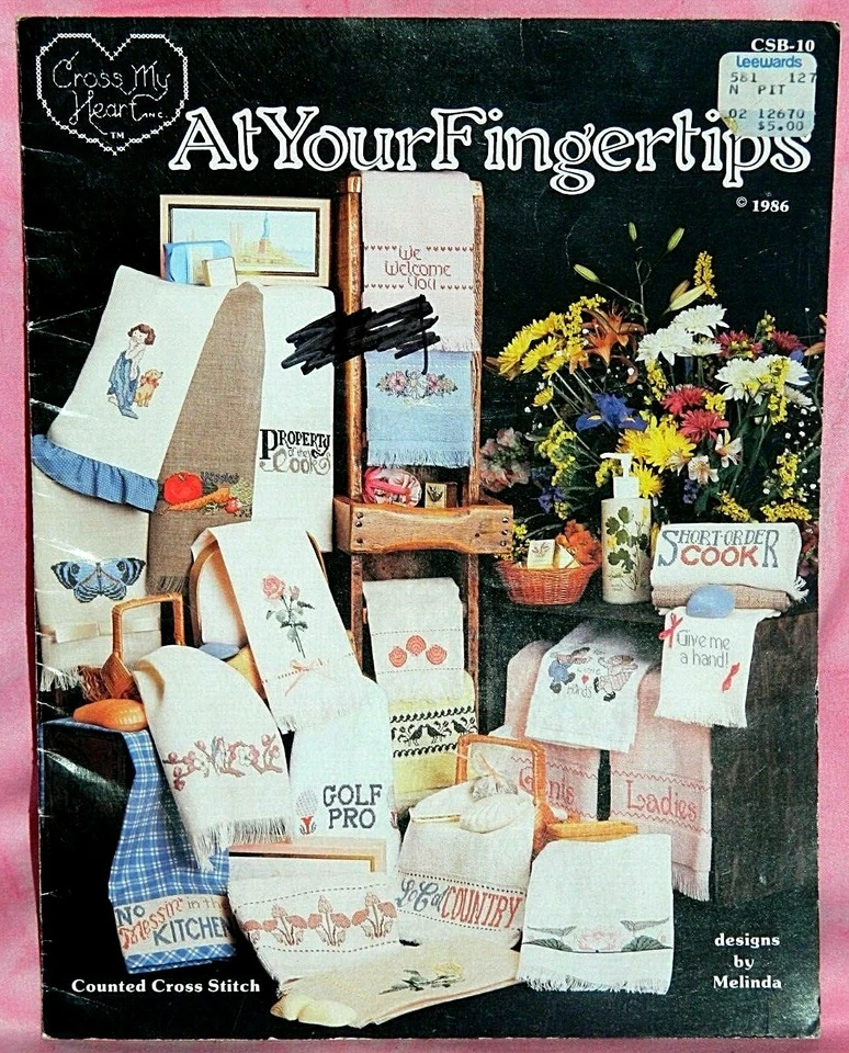 Cross My Heart At Your Fingertips Cross Stitch Chart Leaflet Towel Cook Kitchen  - Image 1 of 2