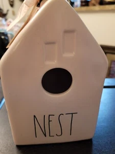 Rae Dunn Nest Lt Pink Ceramic Birdhouse House shaped Farmhouse NEW WITH TAGS NWT - Picture 1 of 5