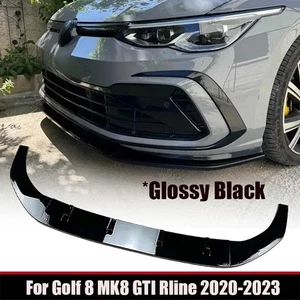 For Golf 8 MK8 GTI Rline 2020-2023 Gloss Black Front Spoiler Lip Splitter Kit - Picture 1 of 8