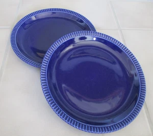2 Cerind Porcelana CEJI Cobalt Blue 8 1/2" Salad Plates Pie Crust Edge Portugal - Picture 1 of 4