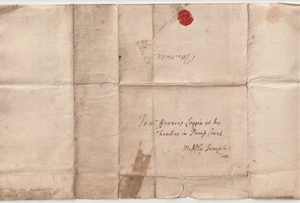 c.1750? LONDON E/L JOHN ANSTI ? TO FRANCIS LOGGIN POOR DOCKWRA RE COAT OF ARMS - Picture 1 of 4