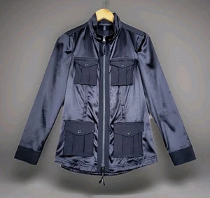 WHITE HOUSE BLACK MARKET Jacket Women's 4 Soft Black Utility Full Zip Sexy Top - Picture 1 of 7
