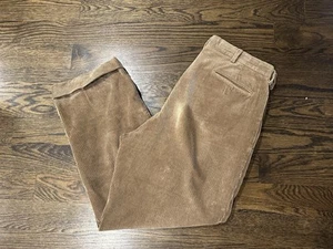 Pantalón Polo Ralph Lauren Andrew Para Hombre 36x34 Pana Plisado Bronceado De Colección - Imagen 1 de 6