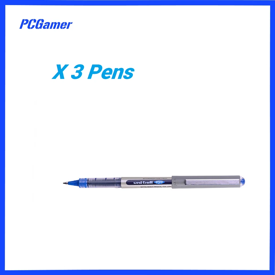 3 x Uni-ball Eye Pigment Ink Roller Ball Pen Blue 0.7mm Fine UB-157 - image 1 of 1
