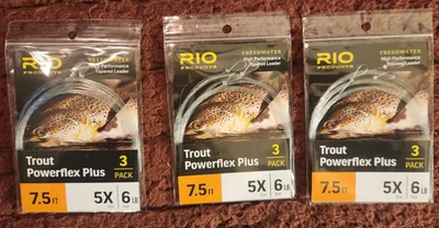 Líderes cónicos trucha RIO Powerflex 7,5 pies 5x 6 lb 3 por paquete pesca con mosca (3 paquetes) Foto 1 de 3
