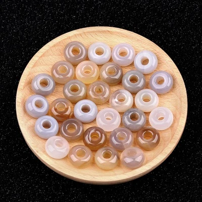 100 cuentas de piedra de ágata gris natural ábaco agujero grande 8x14 mm joyería hágalo usted mismo Foto 1 de 4