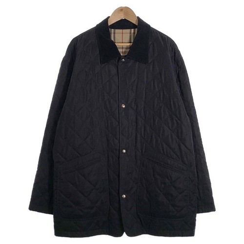 Giacca trapuntata BURBERRY LONDON nera collo bottoni a pressione fodera velluto a coste usata