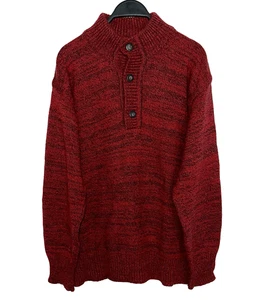 NANI BON Made In Italy Mens XL Sweater Pullover Button Wool Blend Red Marled - Picture 1 of 4