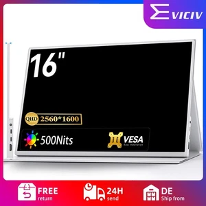 EVICIV 2.5K Portable Monitor, 16" 2K QHD 500 Nits HDMI USB C Second Display Weiß - Bild 1 von 11