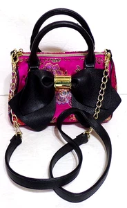 Betsey Johnson XOX Oriental Style Pink Flowered Dual Handle Purse Handbag in EUC - Picture 1 of 5