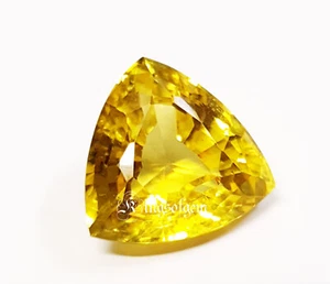 Anillo con forma de trillón de zafiro amarillo de 32 quilates creado en laboratorio tamaño piedra preciosa suelta - Imagen 1 de 9