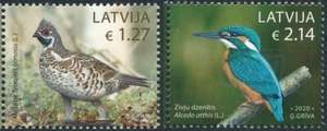 Stamp of LATVIA 2020 -  Birds - Common kingfisher & Hazel Grouse (2 stamps) - Picture 1 of 1