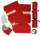 12 Make Your Own Christmas Cracker kit Crackers Hats RED GLITTER 