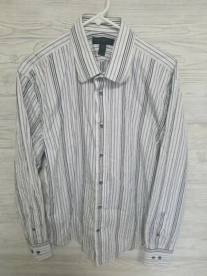 Camisa de vestir Express Design Studio para hombre LS con botones a rayas grande 16-16,5 wo Foto 1 de 4