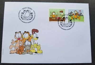 [SJ] Switzerland Garfield 2014 Cartoon Animation Comic Food Chocolate (FDC) - Image 1 of 4
