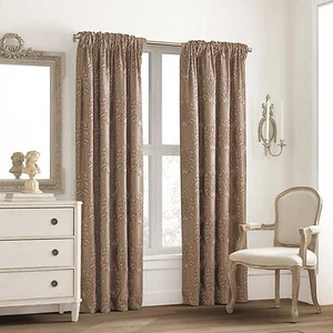 Valeron Glenview Rod Pocket with Pencil Pleat 95" Window Curtain Panel in Mocha - Picture 1 of 1