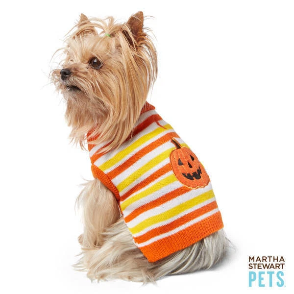 NWT Martha Stewart Pets Pumpkin Stripe Sweater Dog Large - Image 1 of 1