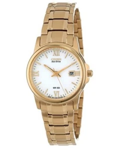 NEW* Citizen Eco-Drive EW1912-51A Women's Gold Tone Stainless White Dial Watch - Picture 1 of 2