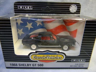 Mustang Shelby GT500 1968 Fastback Ertl escala 1/43 negro vintage coche fundido a presión - sin usar, en caja Foto 1 de 4