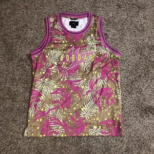 New Nike Air Jordan Jumpman Allover Palm Print Jersey Pink CJ4314-225 Size Large - Picture 1 of 2