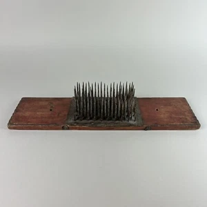 Antique Flax Hetchel Farm Tool Hatchel Hackle Primitive Wool Comb Carder Brush - Picture 1 of 13