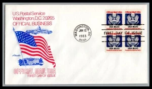 US FDC # O133 $5 Official Eagle & Shield Artmaster block  1983, 0a1138 - Picture 1 of 1
