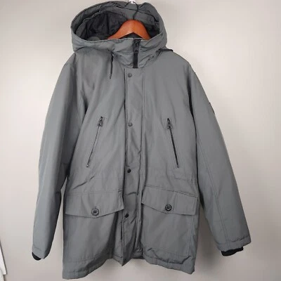 Guess Men's Gray Hooded Long Sleeve Pockets Full Zip Parka Jacket Size Large - Image 1 of 4