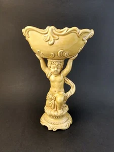 Vintage Inarco Cherub Basin Bowl Vase Yellow Gold Ceramic Planter E 7291 MCM - Picture 1 of 10