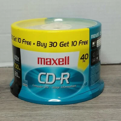 MAXELL CD-R Discs 48X/700mb/80min  Recordable Media Spindle 40 pack (READ) - Image 1 of 4