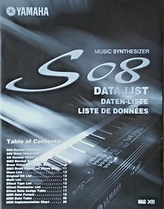 Yamaha S08 Music Synthesizer Workstation Keyboard Original Data List Manual # 2. - Picture 1 of 1