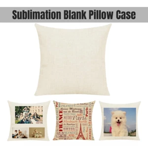 10Pcs Linen Sublimation Blank Throw Pillow Case Cushion Cover for DIY Printing - Picture 1 of 11