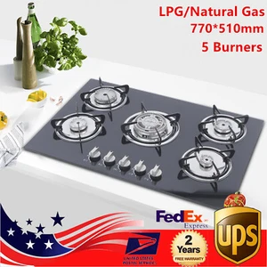 30 Inch Stove Top Gas Cooktop Burner Kitchen Cooking LPG / Propane W/ 5 Burners - Picture 1 of 14