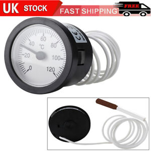 52mm Round Thermometer Capillary Tube Temperature Gauge Meter 0-120° With Sensor