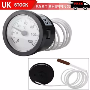 52mm Round Thermometer Capillary Tube Temperature Gauge Meter 0-120° With Sensor - Picture 1 of 9