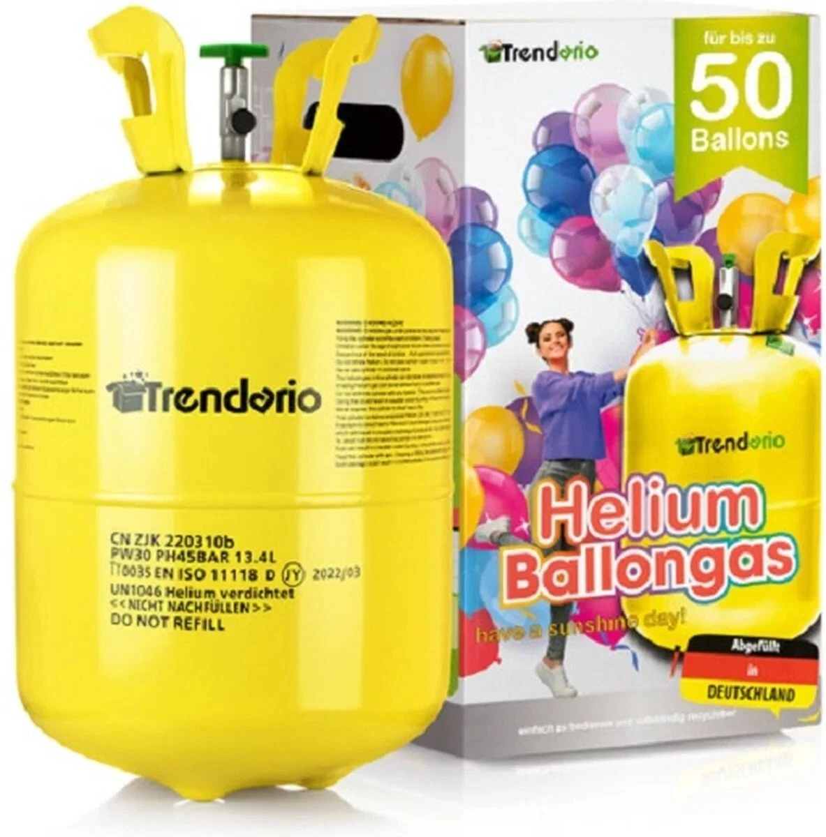 Ballons TEDi Helium Ballongas Set Mit 50 Luftballons & Schnur – Einwegflasche Für Geburtstag & Party Ballons BAUHAUS