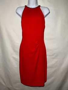 NWT CACHE Red Gold Chain Neck Sheath Dress Size M $148 - Picture 1 of 7