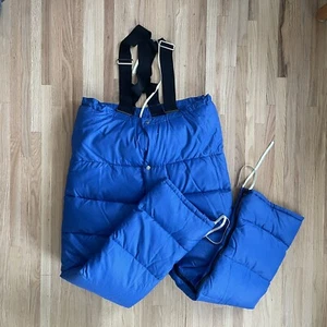 Vintage REI Daunen Trägerhose blau klein Expedition Ski Winter Bergsteigen Goretex - Bild 1 von 14