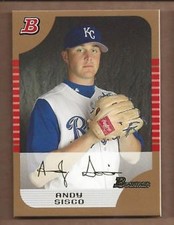 2005 Bowman Draft Gold Kansas City Royals Baseball Card #7 Andy Sisco