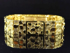 Men's Nugget Style Link Designer 12MM Bracelet 925Sterling Silver 14KGold Finish - Picture 1 of 9