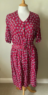 Vestido de té vintage St Michael Marks & Spencer talla 16/18 cinturón estampado geométrico Foto 1 de 3