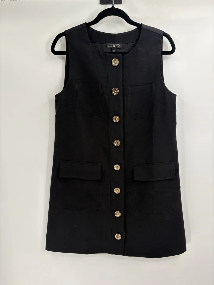 J.crew Button-front classic business preppy shift dress drapey crepe size small - Image 1 of 4
