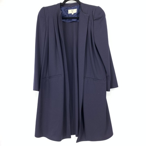 Giacca blazer lunga Valentino vintage donna taglia 40 US 4 blu navy lana *LEGGI