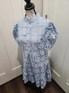Vestido midi de encaje manga corta azul XL AQUA para mujer $98 - Imagen 1 de 6