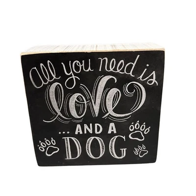All You Need is Love... and a Dog Box Sign Primitives de Kathy 4.5" x 4.25" Foto 1 de 3