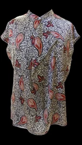 Summum Woman Amsterdam Animal Paisley Print Button Drape Blouse Top Size 8 EU 38 - Picture 1 of 15