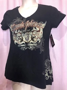 NWT-Chase Authentics L 34"Bust M? "Jimmie Johnson " Black Blouse Top Shirt P23 - Picture 1 of 12